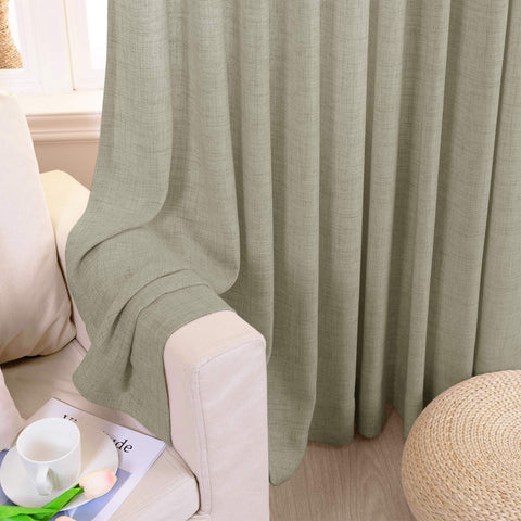 TW04 Linen Textured Light Filtering Sheer Curtain Pinch Pleat