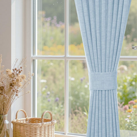 TW04 Linen Textured Light Filtering Sheer Curtain Pinch Pleat