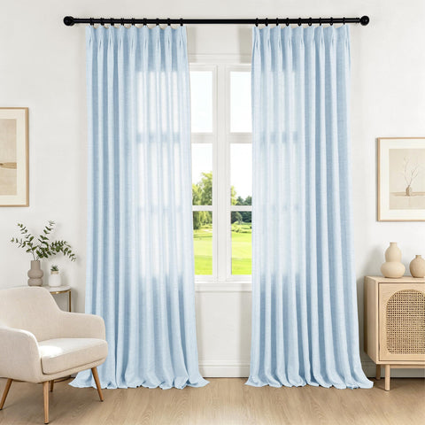 TW04 Linen Textured Light Filtering Sheer Curtain Pinch Pleat