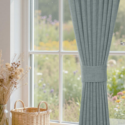 TW04 Linen Textured Light Filtering Sheer Curtain Pinch Pleat