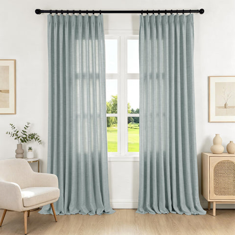 TW04 Linen Textured Light Filtering Sheer Curtain Pinch Pleat