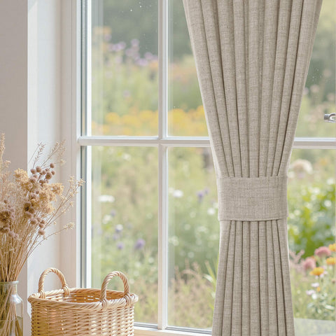 TW04 Linen Textured Light Filtering Sheer Curtain Pinch Pleat