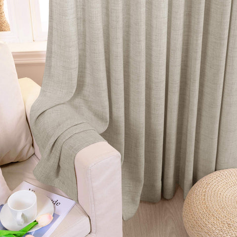 TW04 Linen Textured Light Filtering Sheer Curtain Pinch Pleat