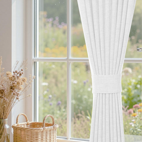 TW04 Linen Textured Light Filtering Sheer Curtain Pinch Pleat