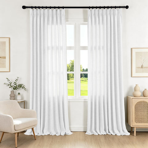 TW04 Linen Textured Light Filtering Sheer Curtain Pinch Pleat