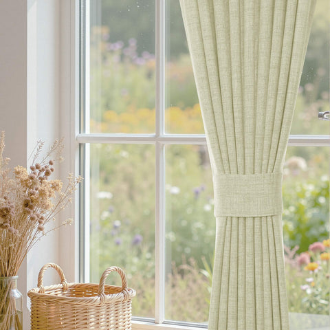 TW04 Linen Textured Light Filtering Sheer Curtain Pinch Pleat