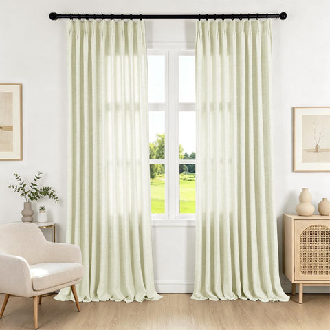 TW04 Linen Textured Light Filtering Sheer Curtain Pinch Pleat