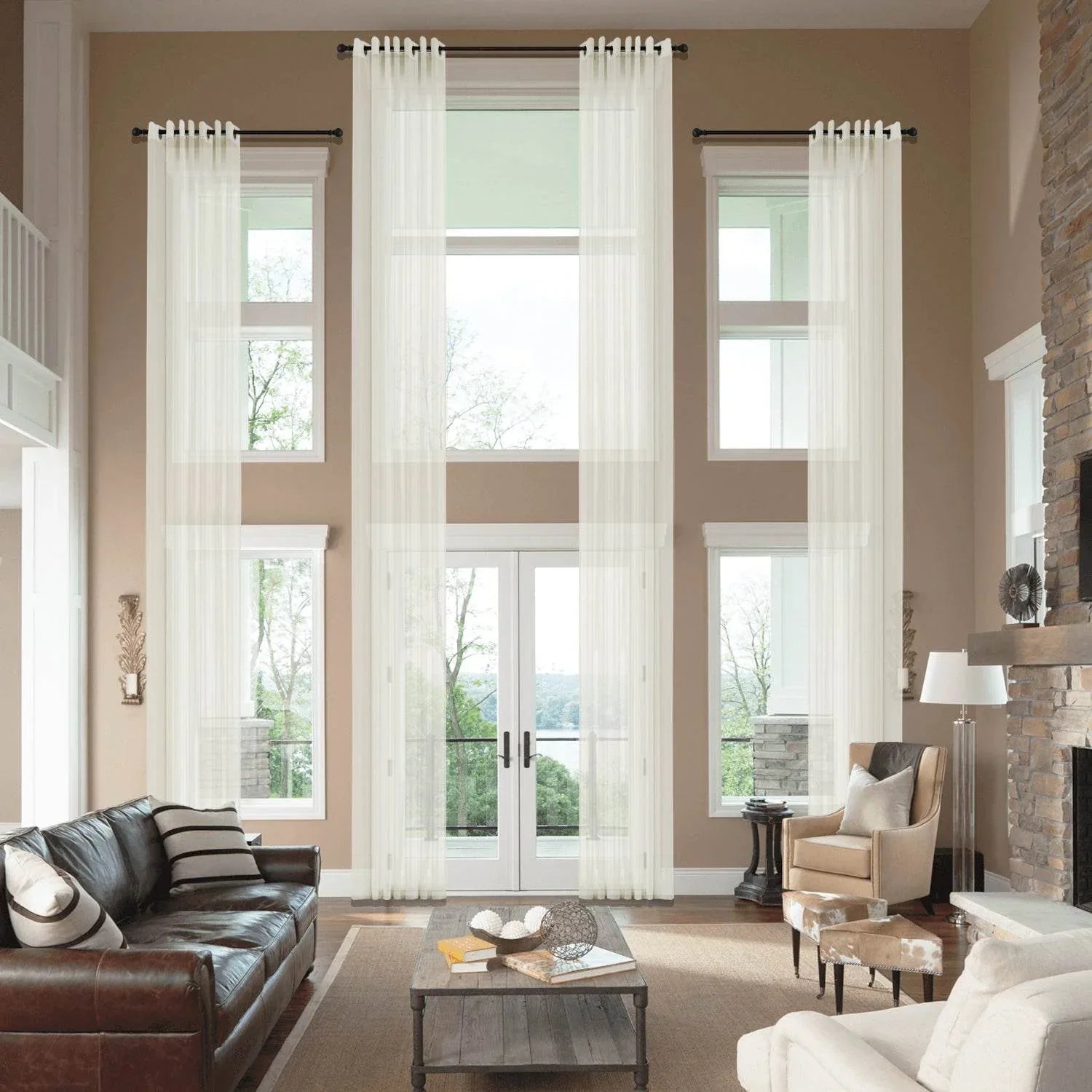 HN906 Extra Long Semi-Sheer For Outdoor Indoor Nickle Grommet - Cololeaf -- #4 Beige