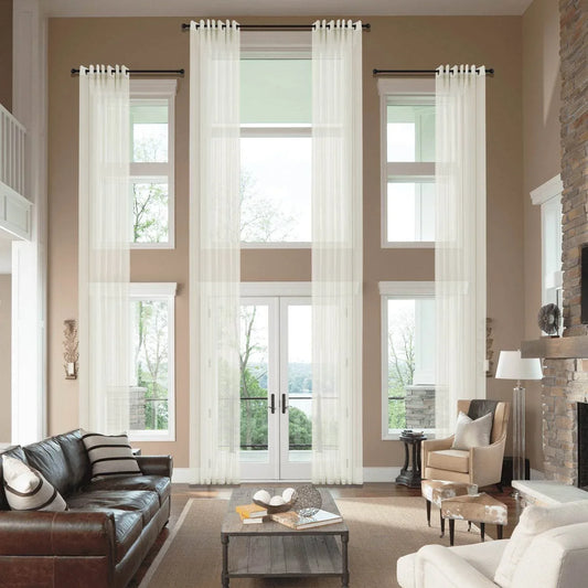 HN906 Extra Long Semi-Sheer For Outdoor Indoor Nickle Grommet - Cololeaf -- #4 Beige