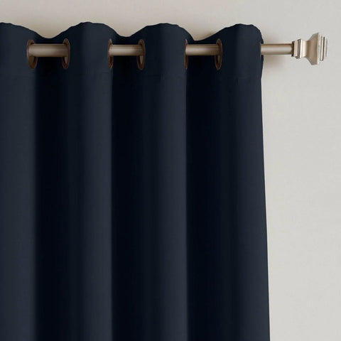 Rose Extra Wide Outdoor Curtains Waterproof Thermal Insulated Blackout Top Grommet - Cololeaf -- Navy