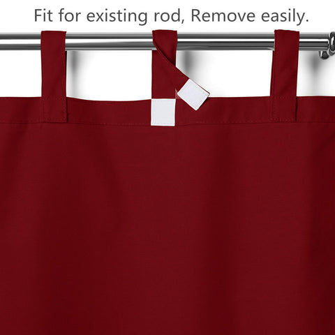 Rose Outdoor Curtains, Waterproof Thermal Insulated Blackout, Tab Top Velcro Detachable 1 Panel
