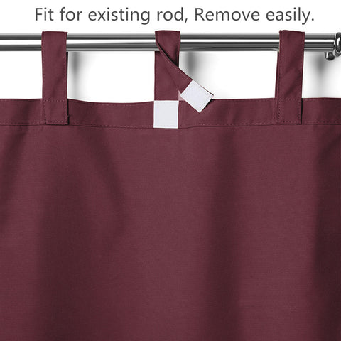 Rose Outdoor Curtains, Waterproof Thermal Insulated Blackout, Tab Top Velcro Detachable 1 Panel