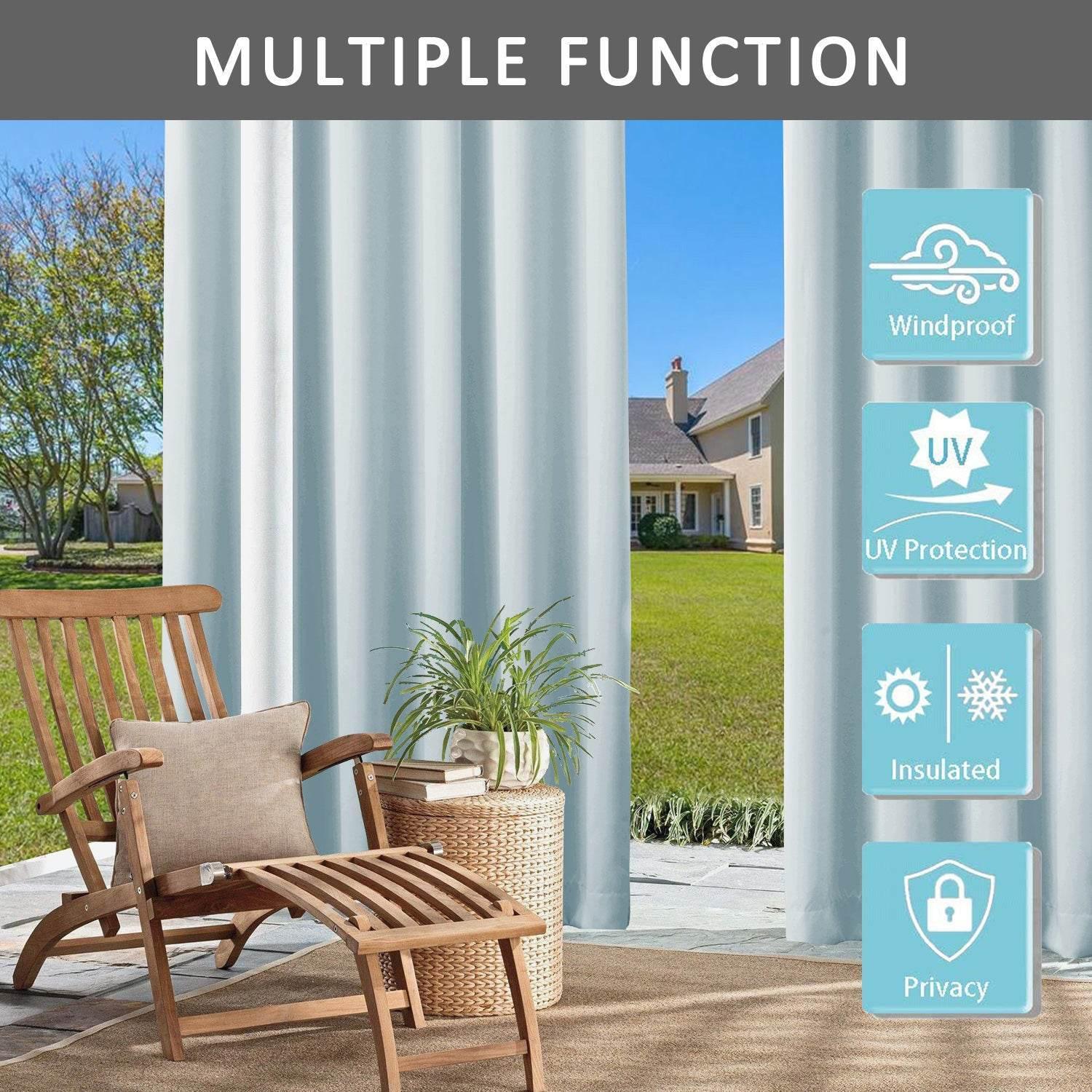 Rose Outdoor Curtains Waterproof Thermal Insulated Blackout Grommets At The Top and Bottom - Cololeaf -- Beige