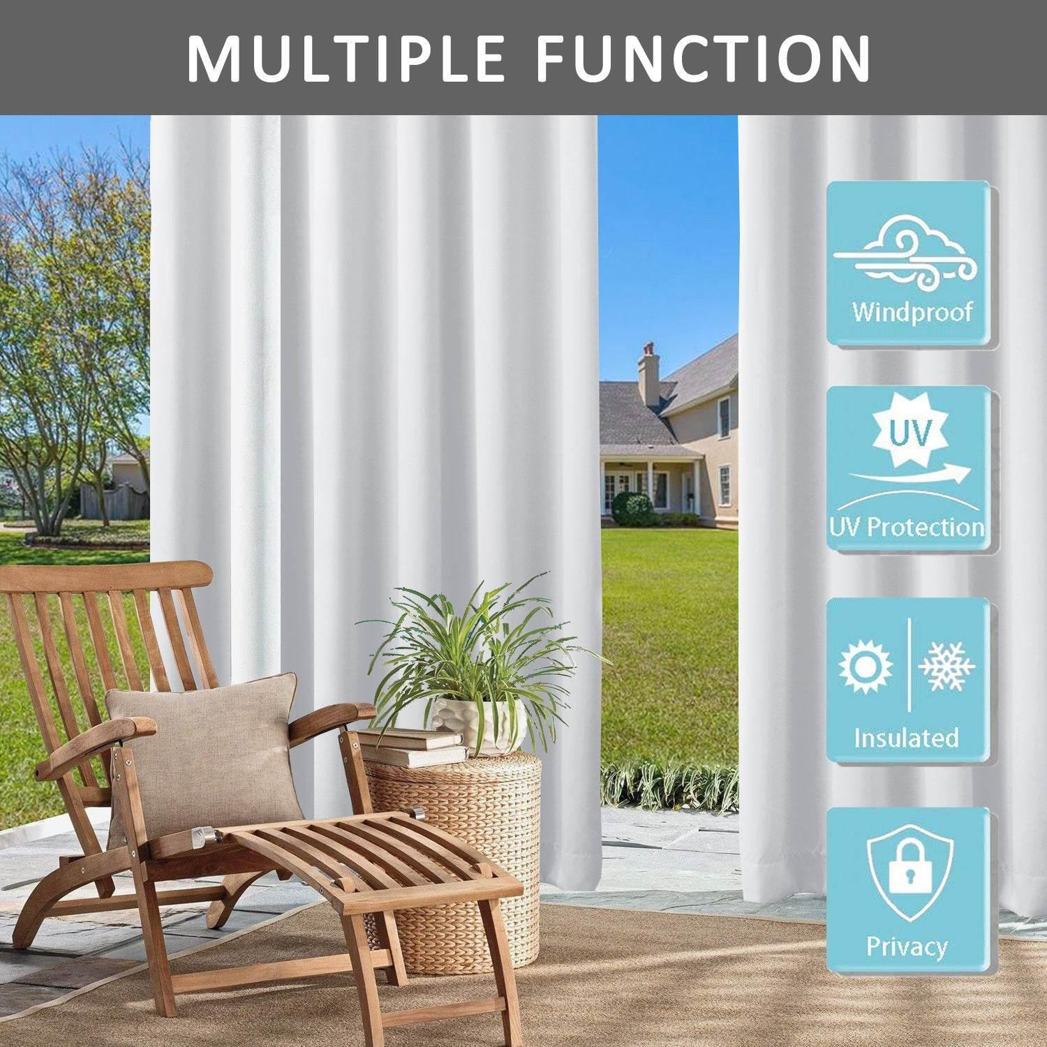 Rose Outdoor Curtains Waterproof Thermal Insulated Blackout Grommets At The Top and Bottom - Cololeaf -- Beige