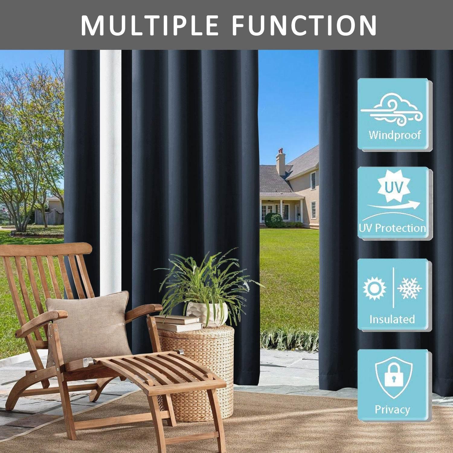 Rose Outdoor Curtains Waterproof Thermal Insulated Blackout Grommets At The Top and Bottom - Cololeaf -- Beige