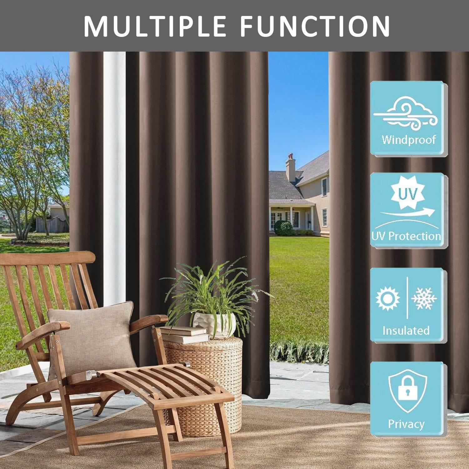 Rose Outdoor Curtains Waterproof Thermal Insulated Blackout Grommets At The Top and Bottom - Cololeaf -- Beige