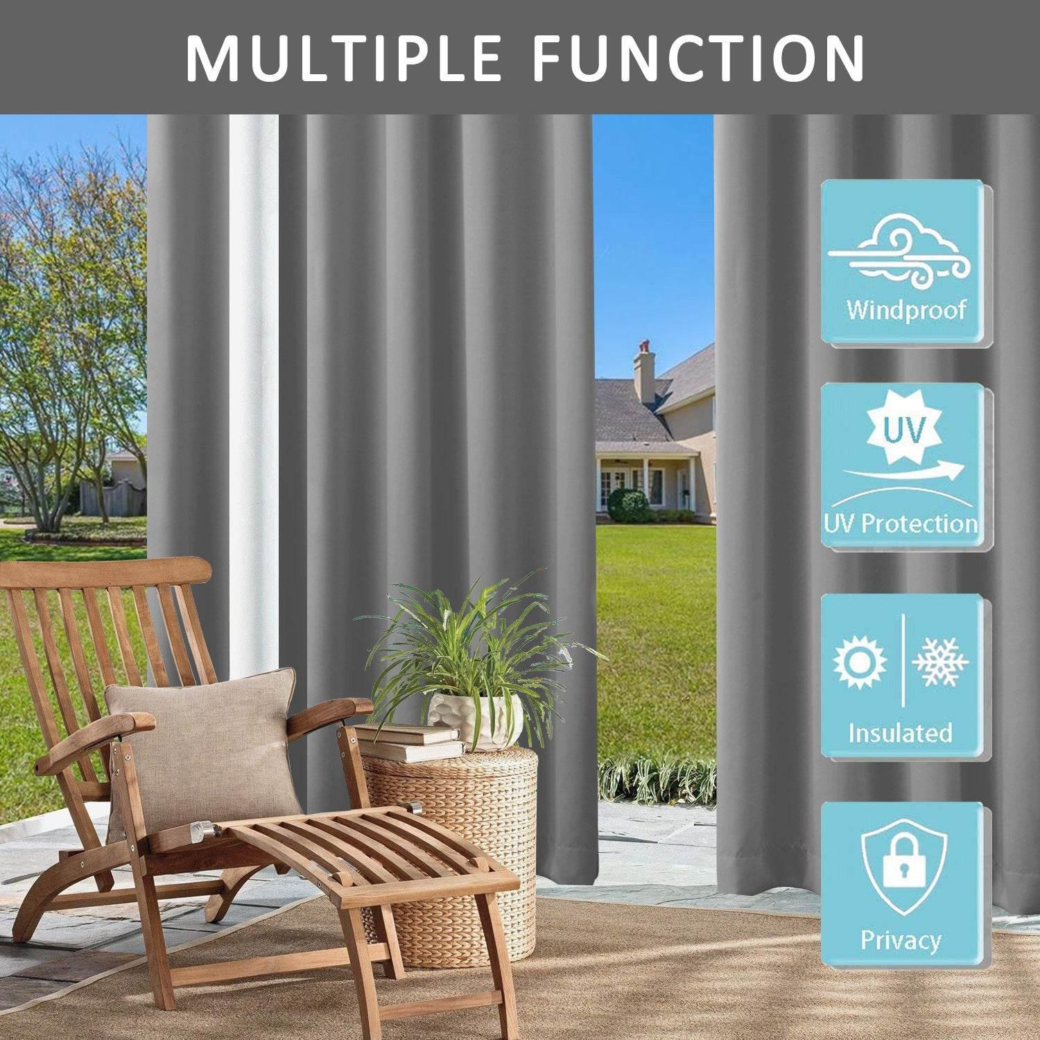 Rose Outdoor Curtains Waterproof Thermal Insulated Blackout Grommets At The Top and Bottom - Cololeaf -- Beige
