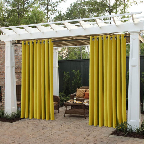 Rose Extra Wide Outdoor Curtains Waterproof Thermal Insulated Blackout Top Grommet - Cololeaf -- Beige