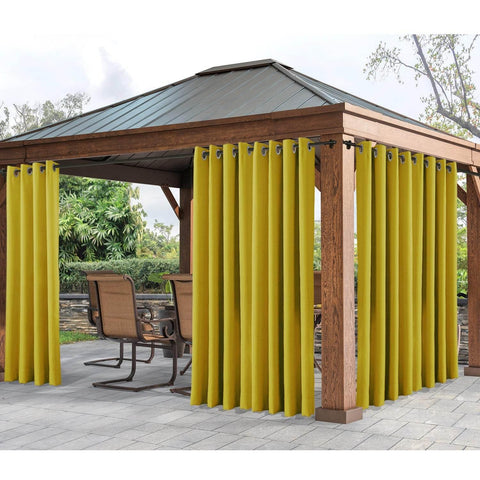 Rose Extra Wide Outdoor Curtains Waterproof Thermal Insulated Blackout Top Grommet - Cololeaf -- Beige
