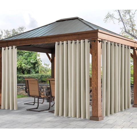 Rose Extra Wide Outdoor Curtains Waterproof Thermal Insulated Blackout Top Grommet - Cololeaf -- Beige