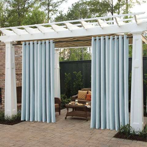 Rose Extra Wide Outdoor Curtains Waterproof Thermal Insulated Blackout Top Grommet - Cololeaf -- Beige