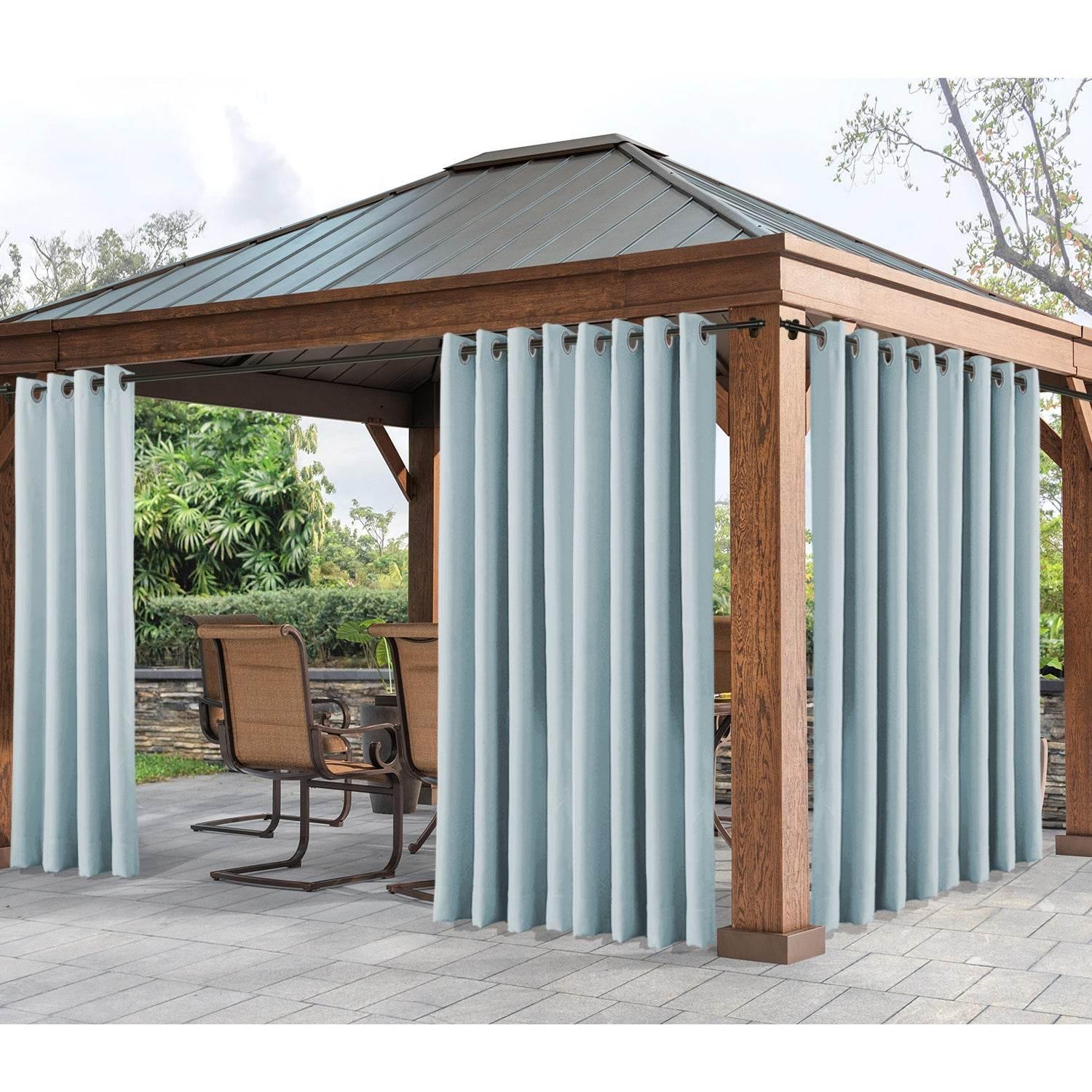 Rose Extra Wide Outdoor Curtains Waterproof Thermal Insulated Blackout Top Grommet - Cololeaf -- Beige