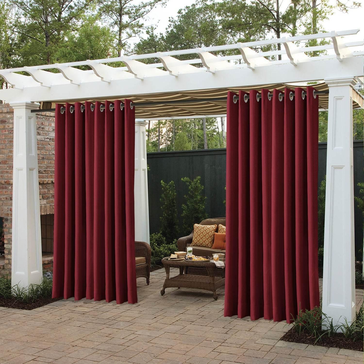 Rose Extra Wide Outdoor Curtains Waterproof Thermal Insulated Blackout Top Grommet - Cololeaf -- Beige