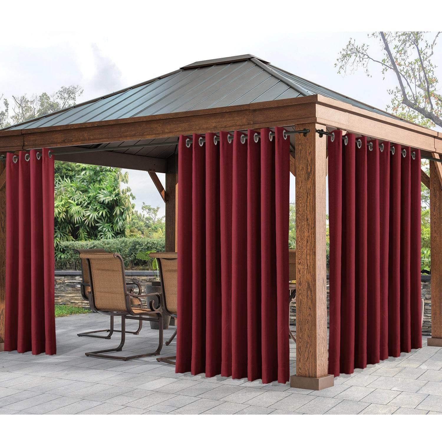 Rose Extra Wide Outdoor Curtains Waterproof Thermal Insulated Blackout Top Grommet - Cololeaf -- Beige