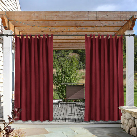 Rose Outdoor Curtains, Waterproof Thermal Insulated Blackout, Tab Top Velcro Detachable 1 Panel