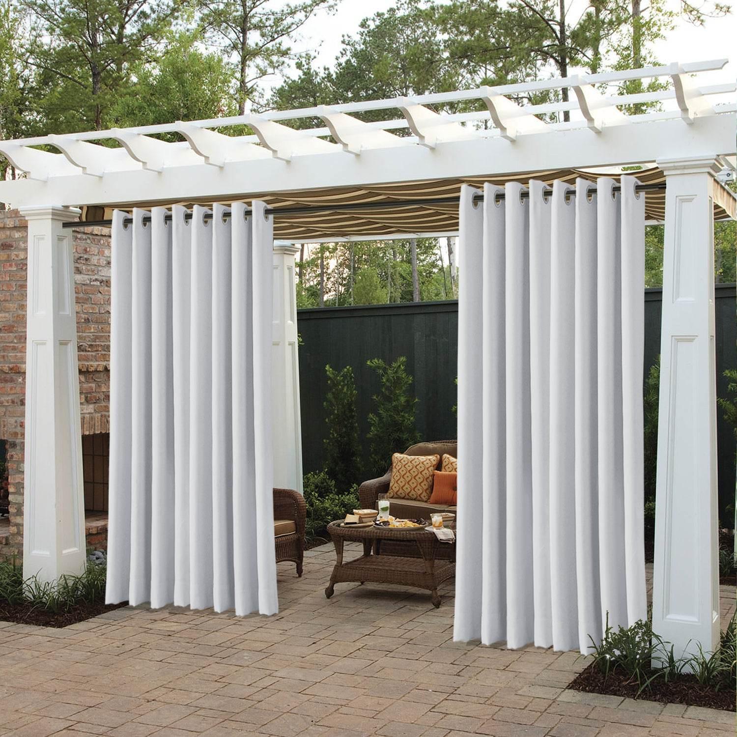 Rose Extra Wide Outdoor Curtains Waterproof Thermal Insulated Blackout Top Grommet - Cololeaf -- Beige