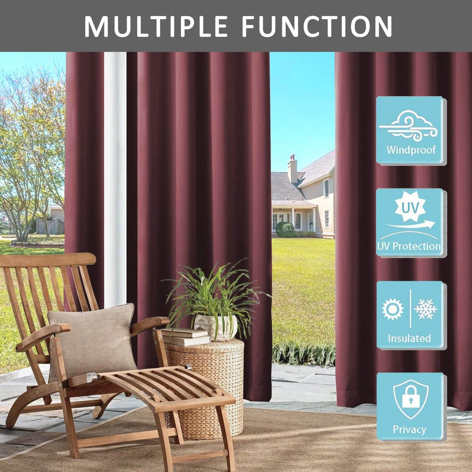 Rose Extra Wide Outdoor Curtains Waterproof Thermal Insulated Blackout Top Grommet - Cololeaf -- Beige