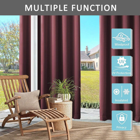 Rose Extra Wide Outdoor Curtains Waterproof Thermal Insulated Blackout Top Grommet - Cololeaf -- Beige