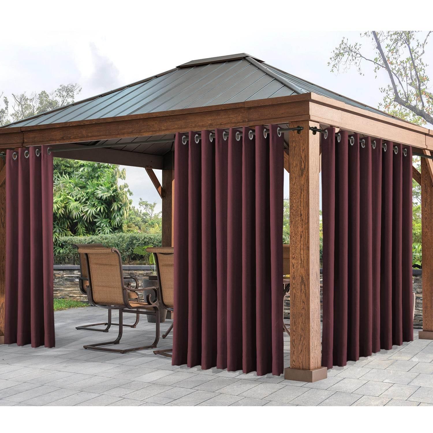 Rose Extra Wide Outdoor Curtains Waterproof Thermal Insulated Blackout Top Grommet - Cololeaf -- Beige