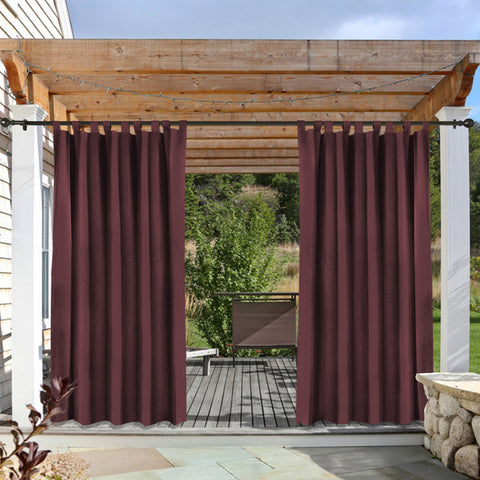 Rose Outdoor Curtains, Waterproof Thermal Insulated Blackout, Tab Top Velcro Detachable 1 Panel