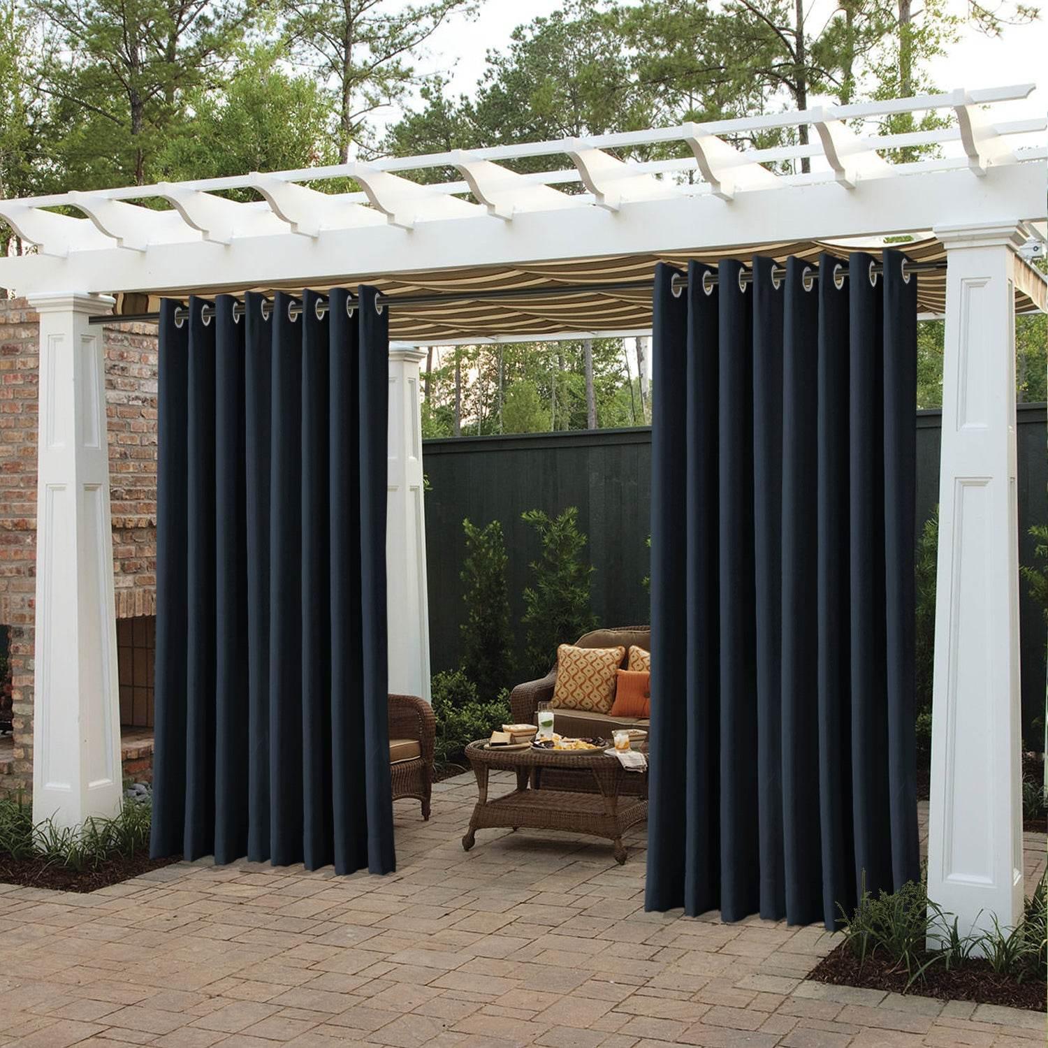 Rose Extra Wide Outdoor Curtains Waterproof Thermal Insulated Blackout Top Grommet - Cololeaf -- Beige