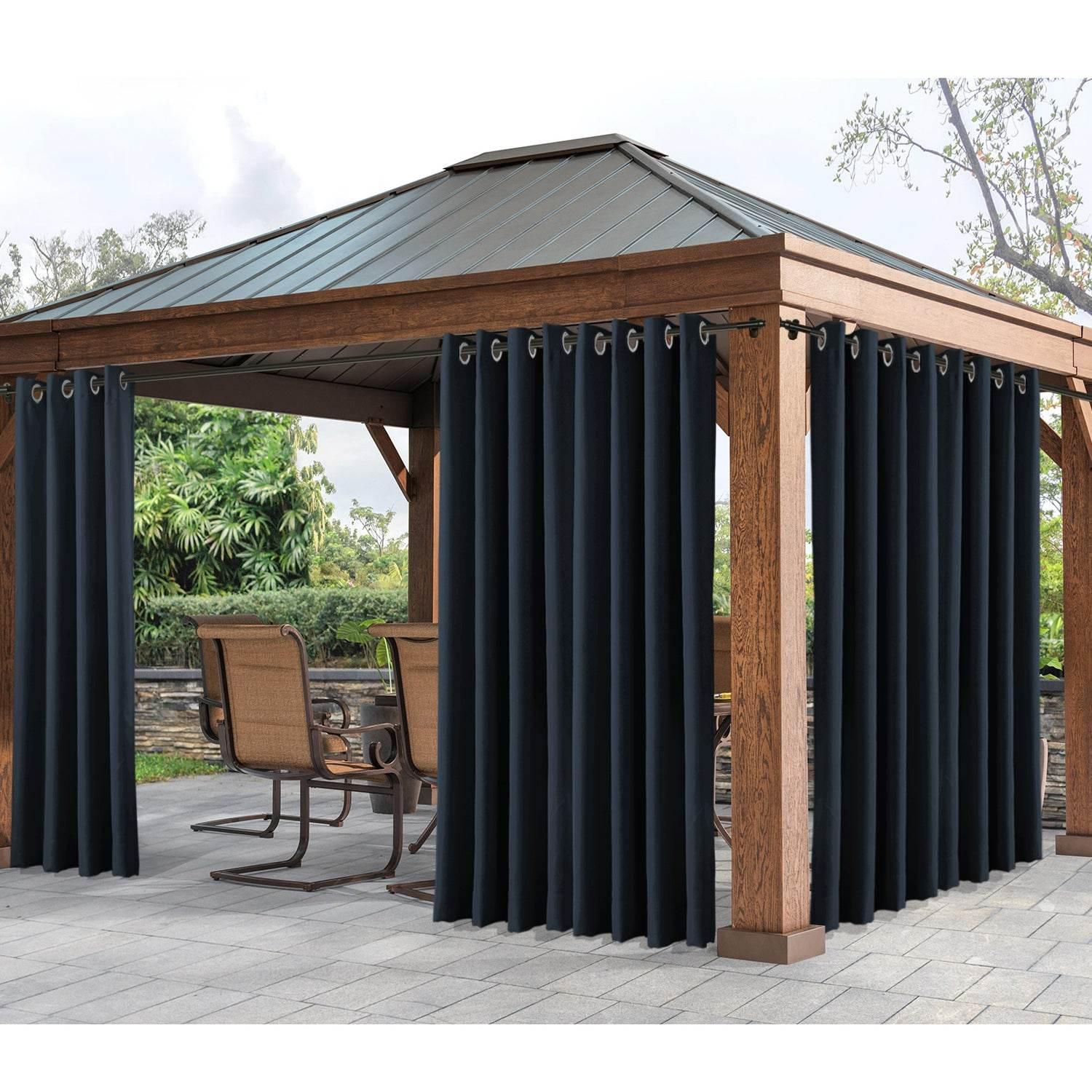 Rose Extra Wide Outdoor Curtains Waterproof Thermal Insulated Blackout Top Grommet - Cololeaf -- Beige