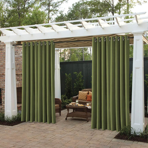 Rose Extra Wide Outdoor Curtains Waterproof Thermal Insulated Blackout Top Grommet - Cololeaf -- Beige