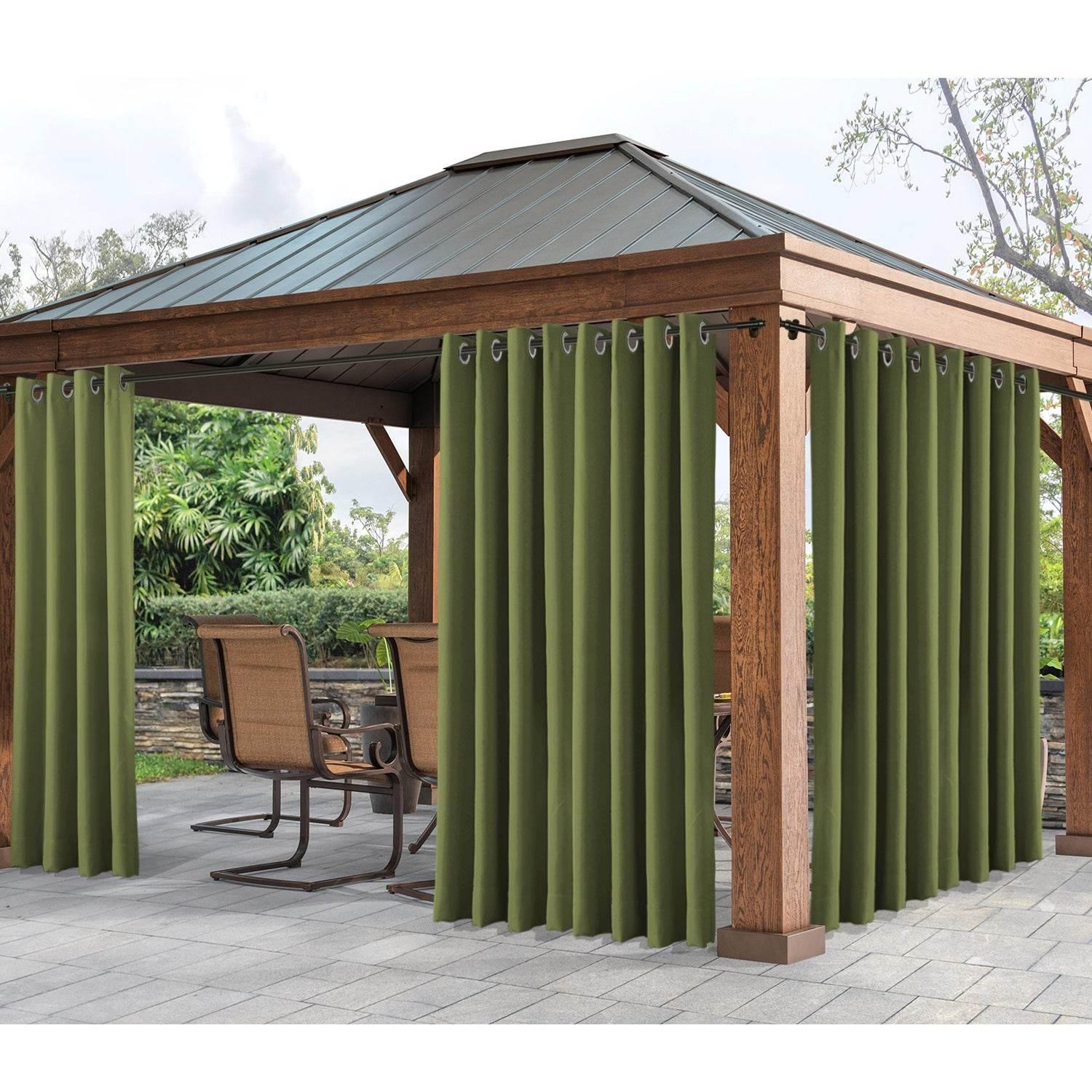 Rose Extra Wide Outdoor Curtains Waterproof Thermal Insulated Blackout Top Grommet - Cololeaf -- Beige