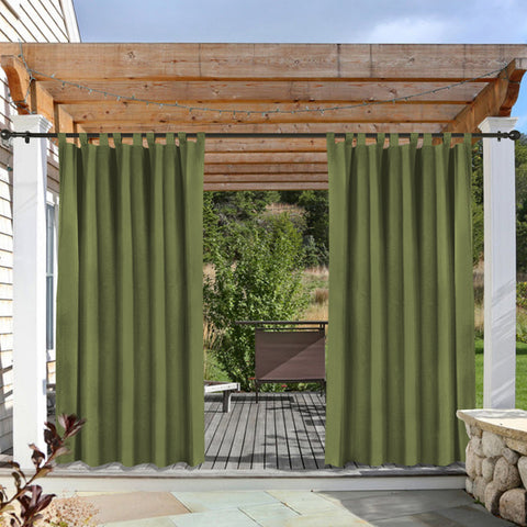 Rose Outdoor Curtains, Waterproof Thermal Insulated Blackout, Tab Top Velcro Detachable 1 Panel