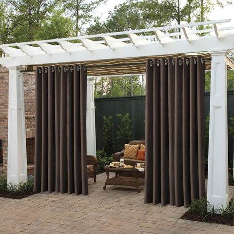 Rose Extra Wide Outdoor Curtains Waterproof Thermal Insulated Blackout Top Grommet - Cololeaf -- Beige