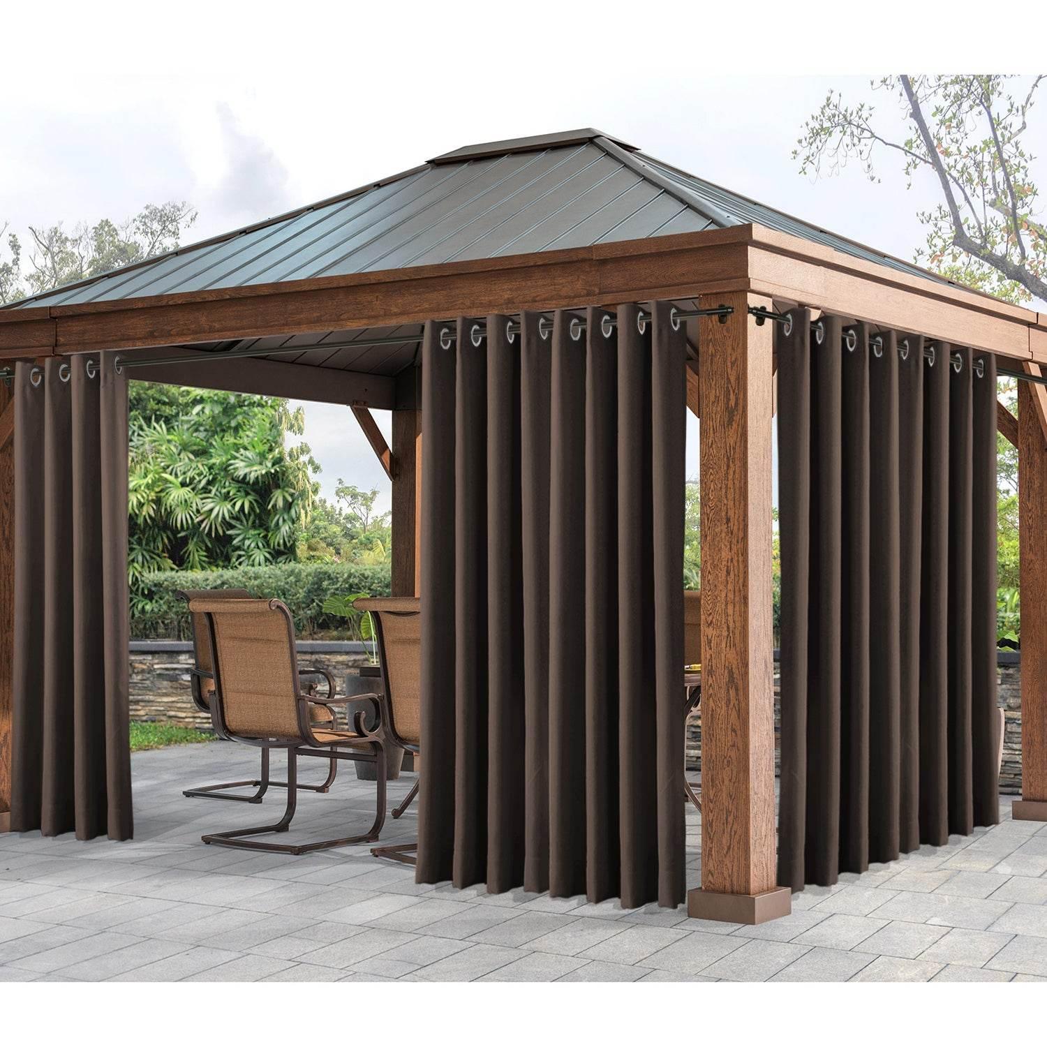 Rose Extra Wide Outdoor Curtains Waterproof Thermal Insulated Blackout Top Grommet - Cololeaf -- Beige