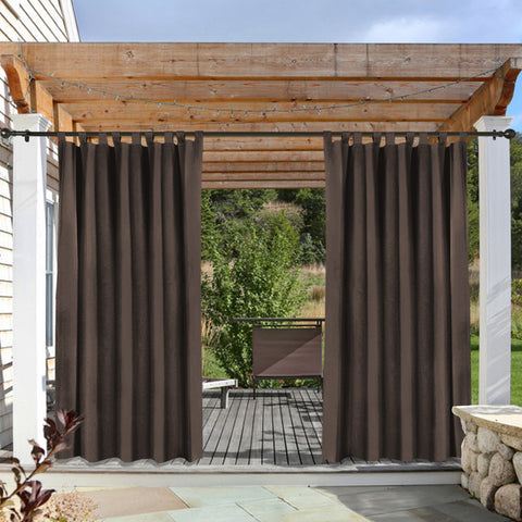 Rose Outdoor Curtains, Waterproof Thermal Insulated Blackout, Tab Top Velcro Detachable 1 Panel
