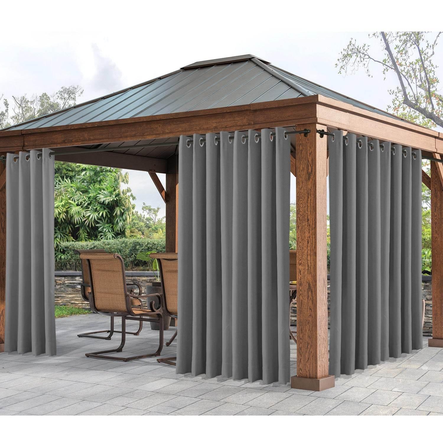 Rose Extra Wide Outdoor Curtains Waterproof Thermal Insulated Blackout Top Grommet - Cololeaf -- Beige