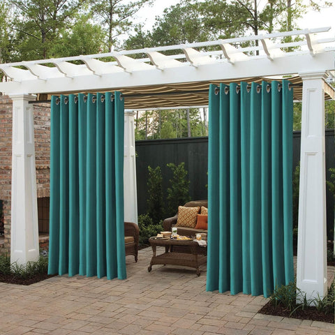 Rose Extra Wide Outdoor Curtains Waterproof Thermal Insulated Blackout Top Grommet - Cololeaf -- Beige